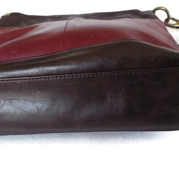 TIGNANELLO Leather Shoulder Bag/ Brown & Burgundy - Picture 5 of 8